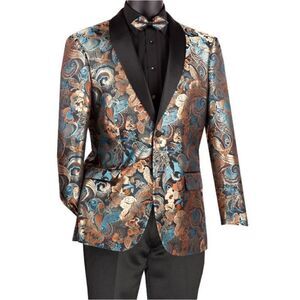 MEN'S VINCI 2 BUTTON MODERN FIT SPORT COAT FLORAL TRI-COLOR PATTERN. BM3